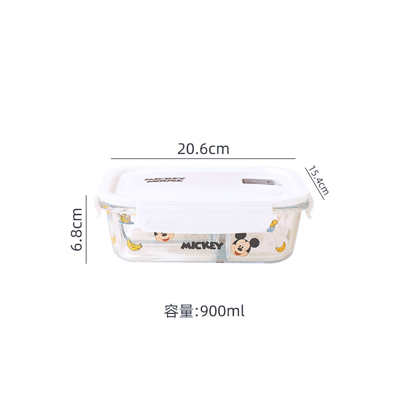 Disney serie Mickey de alta borosilicina de vidrio tres cajas de almuerzo caja de regalo especial para microondas caseros