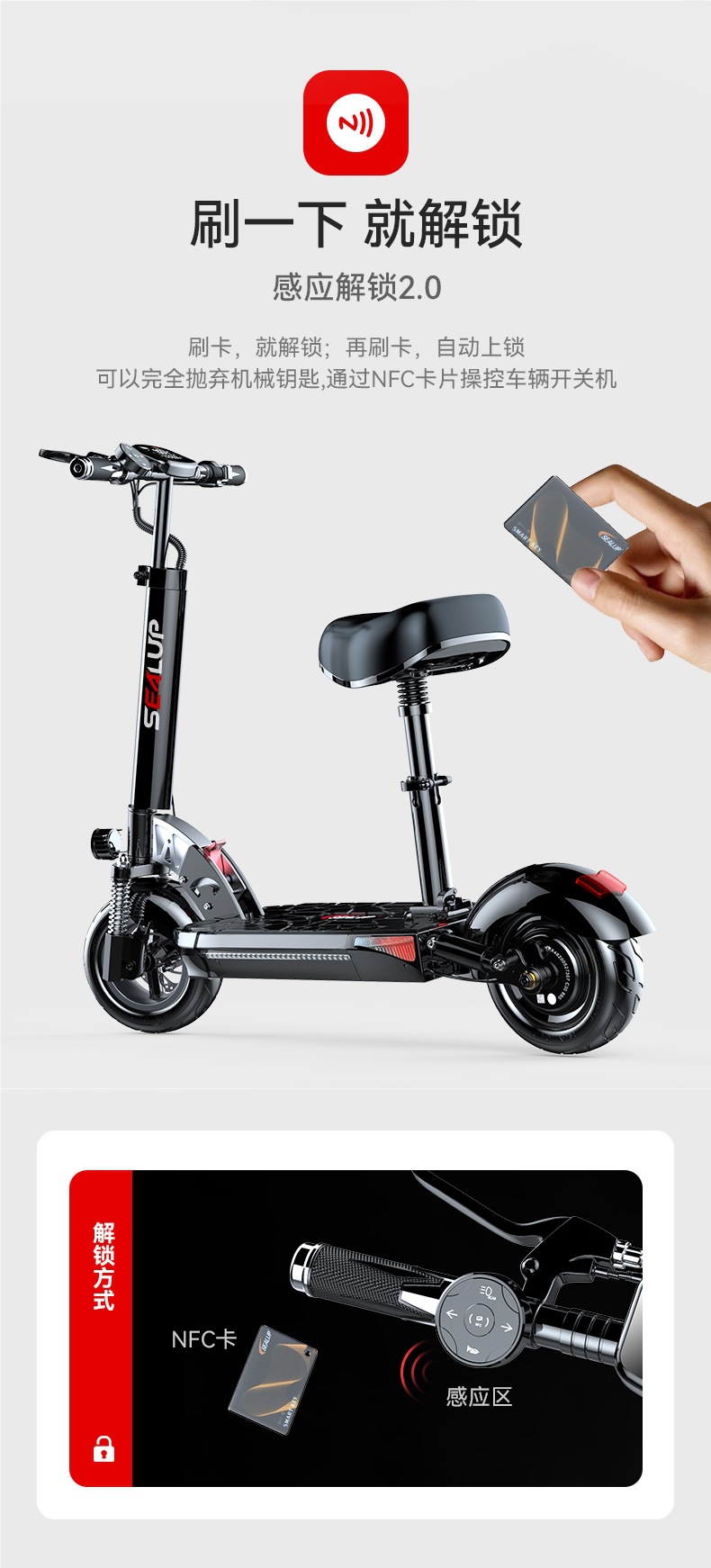 Xilop Electric Scooter Ride-On Folding Electric Vehicle Two-Wheel Mobility Scooter Small Car Mini Electric Bike