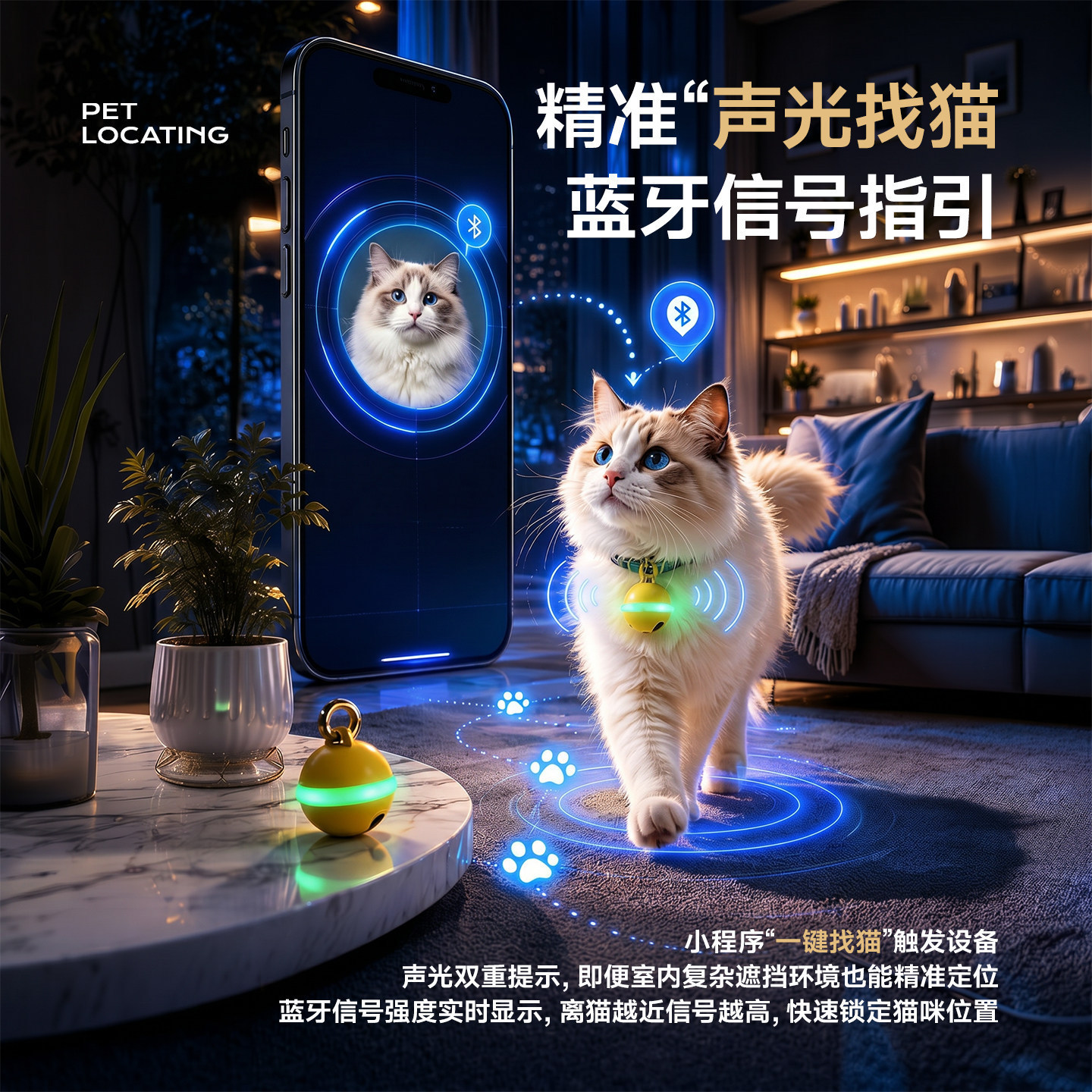 Localizador de mascotas universal para gatos y perros, collar de rastreo inteligente impermeable, anti-perdida, explosiones transfronterizas globales