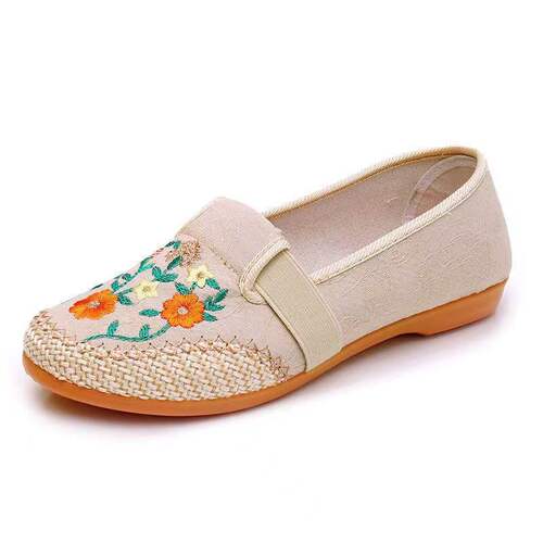 2024 Spring New Ethnic Style Women's Shoes Comfortable Soft Sole Embroidered Tendon Sole Foreign Trade Women's Shoes Dropshipping