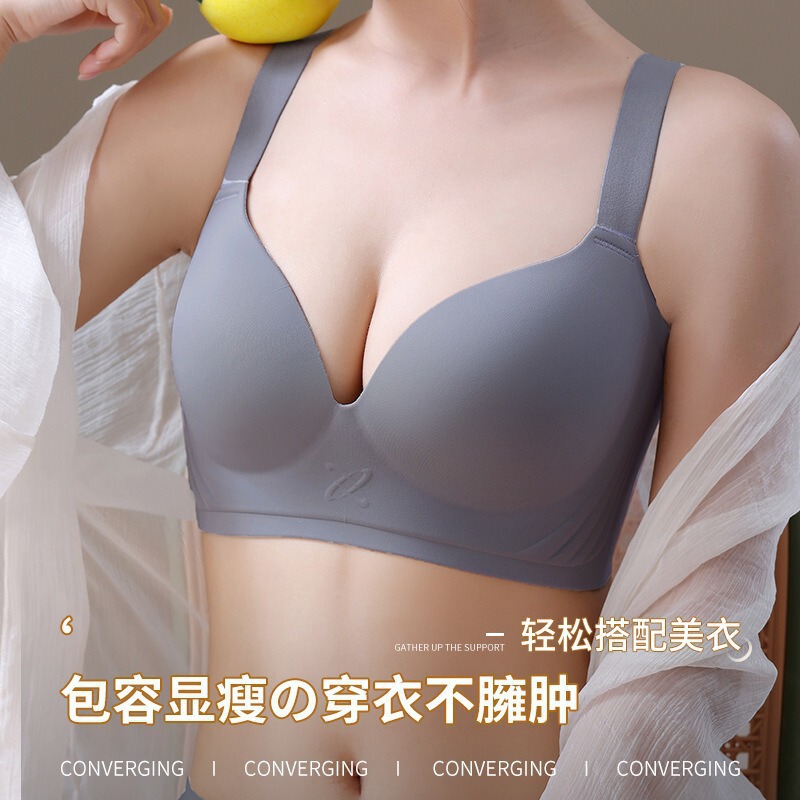 大きい胸と小さい胸の女性用下着、調節可能なフルカップ薄型ブラジャー、秋冬用プッシュアップと副乳のたるみ防止ブラジャー|undefined