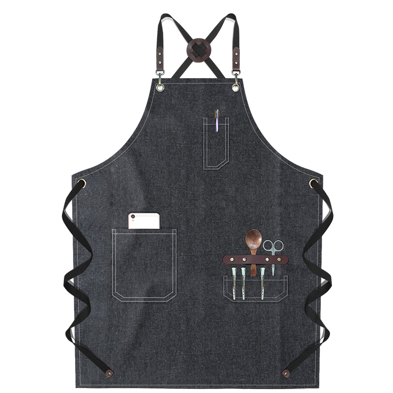 Transfronterizos Amazon canvas delantal logo personalizado moderno minimalista correa de moda barista delantal de ropa de trabajo