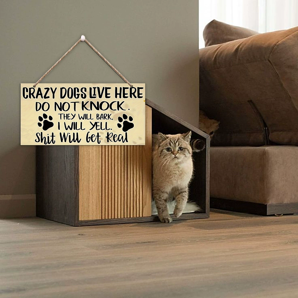 In-stock wooden dog kennel decor door plaque sign pet memorial slogan tag dog house pendant