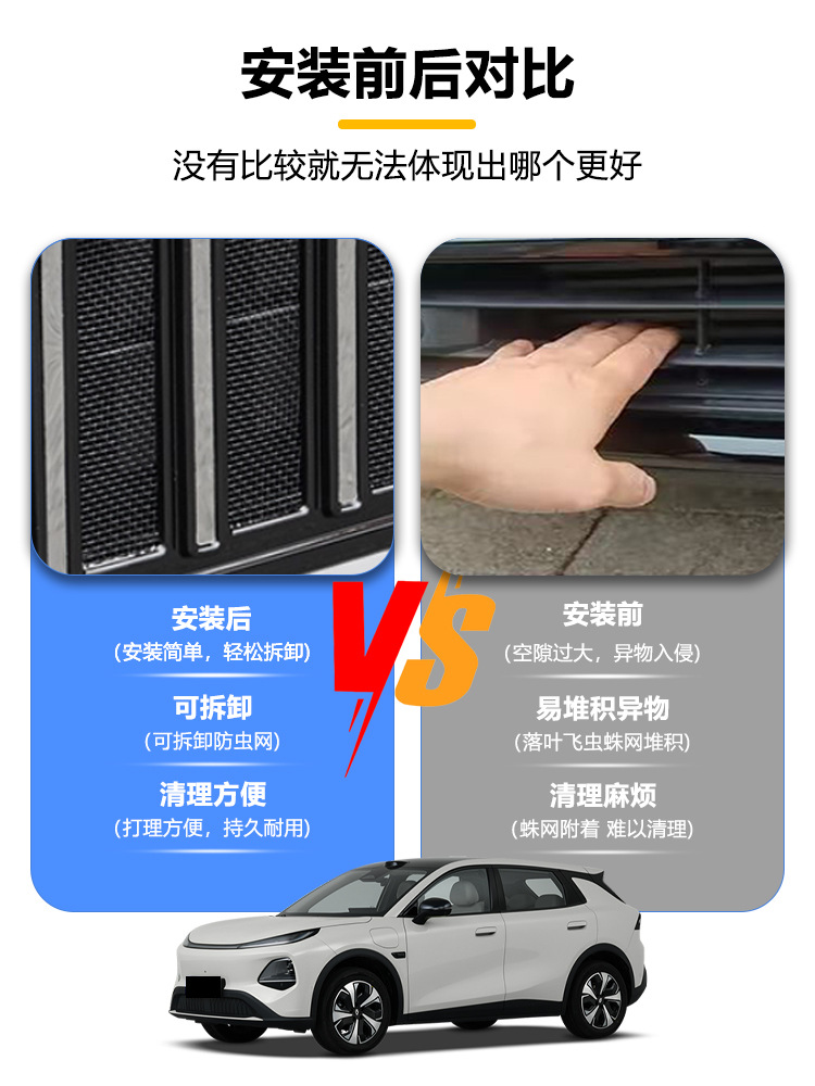 Suitable for 26 Models of Changan Qiyuan Q05 Front Grille Radiator Protection Cover, Anti-Insect and Anti-Lint Modification Parts Protection