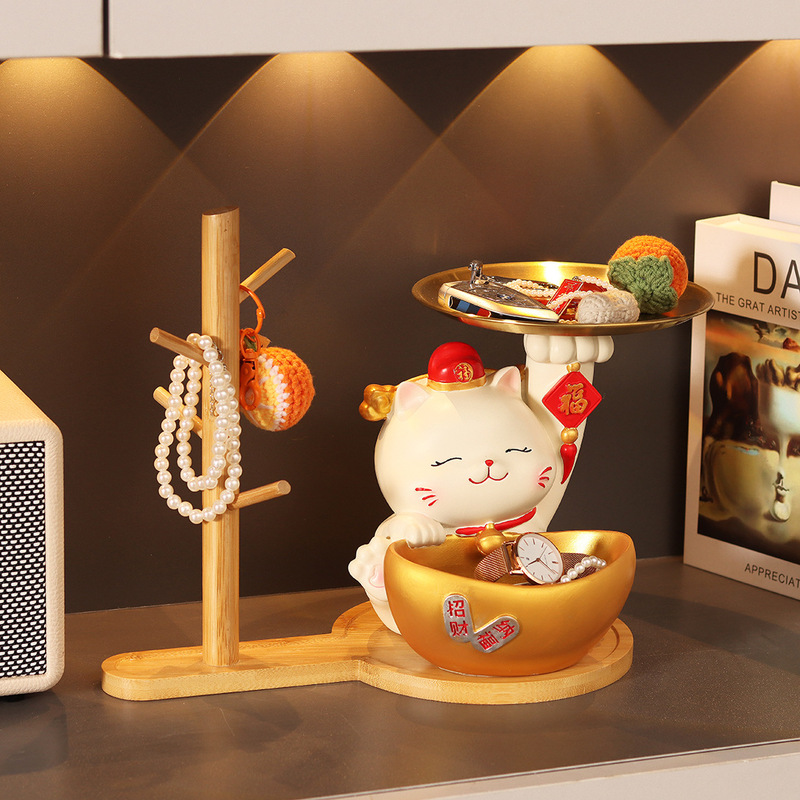 Lucky Cat Entrance Key Storage Ornaments Home Living Room Decorations Housewarming New Home Moving Gifts