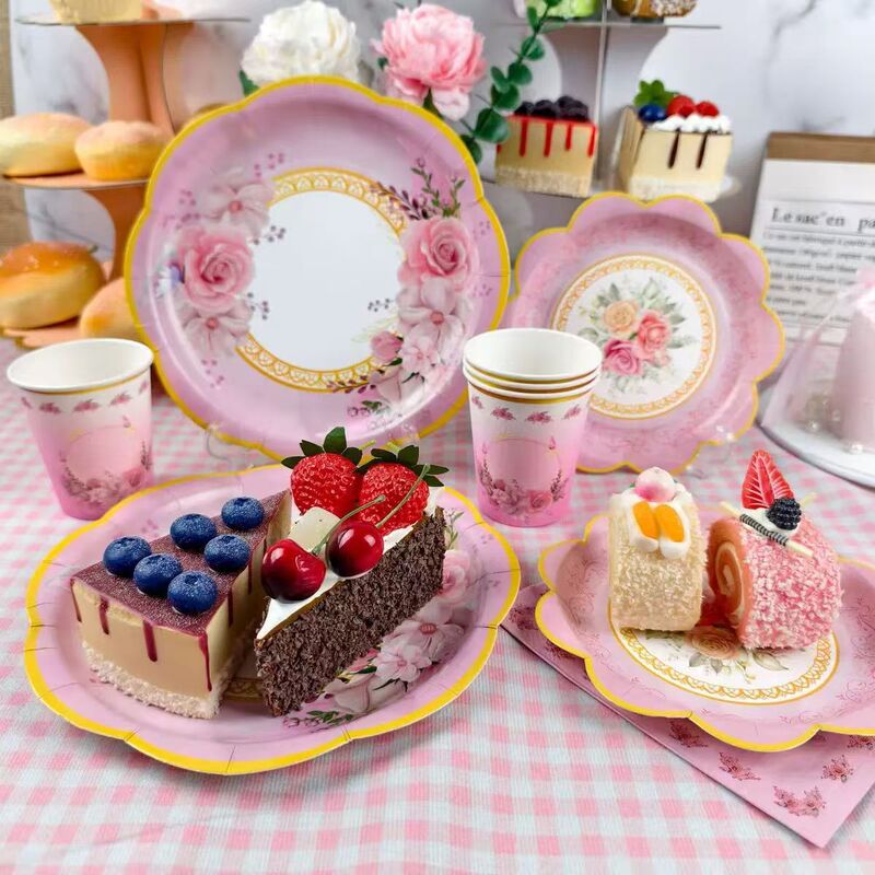 Flower Season Themed Party Tea Party Disposable Tableware Party Supplies Decoration Set Cherry Blossom Pink Paper Plates Paper Napkins Flower Season Themed Party Tea Party Disposable Tableware Party Supplies Decoration Set Cherry Blossom Pink Paper Plates Paper Napkins