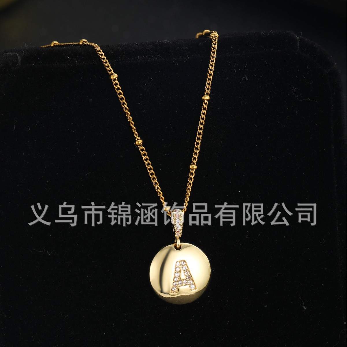 Cross border fashion hot selling oval 26 letters/temu AliExpress burst pendant necklace with clip bead chain