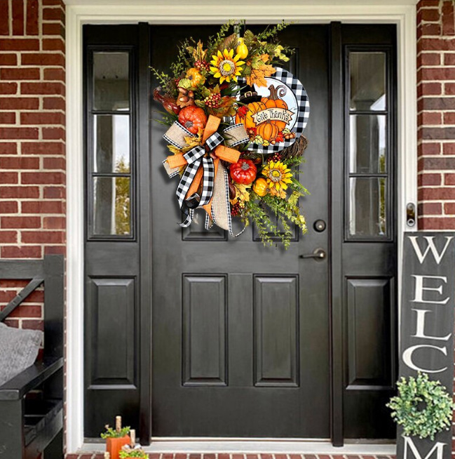 Thanksgiving Day Sunflower Pumpkin Garland Simulation Plant Door Hanging Wholesale Nihaojewelry display picture 4