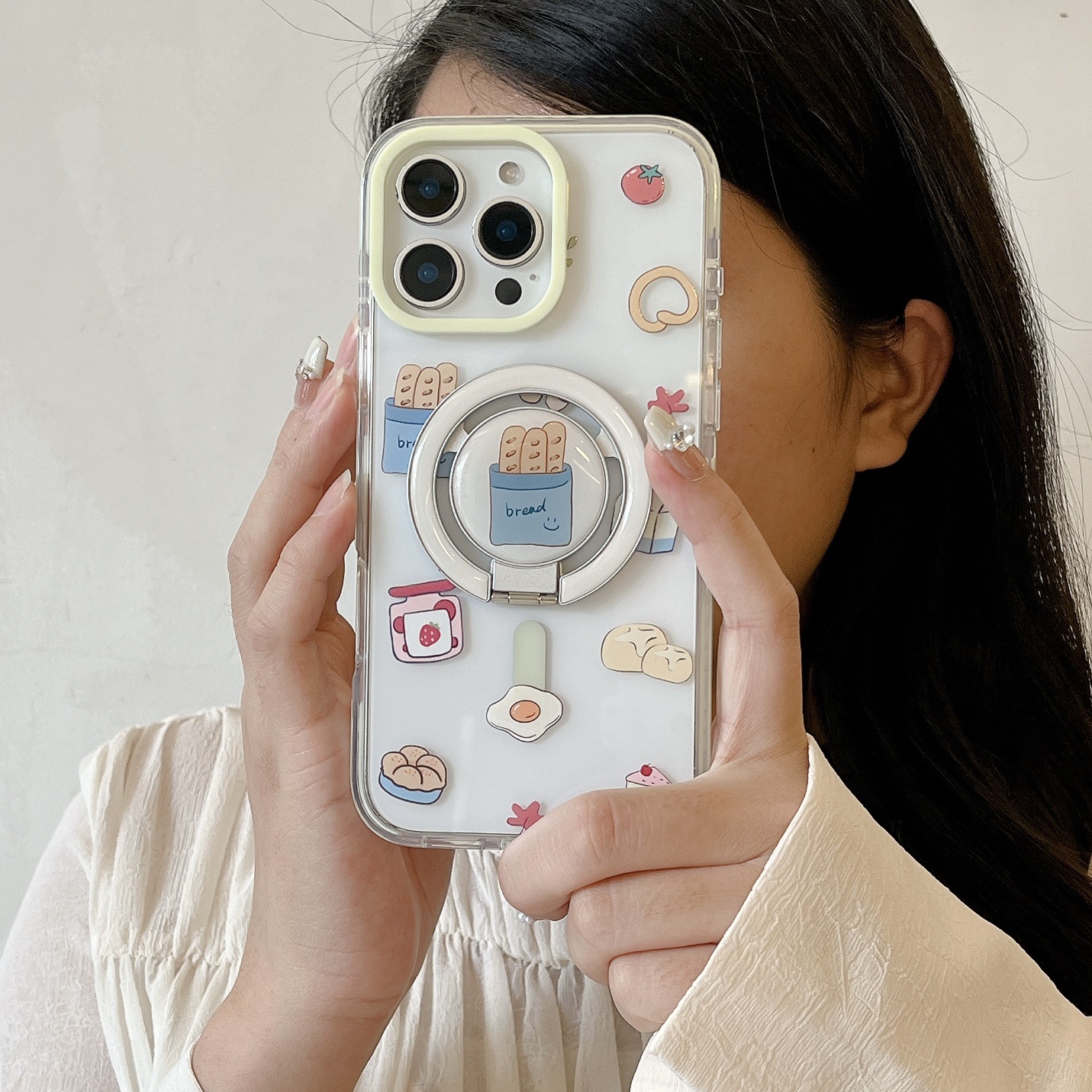 Postre fresco pequeño de nicho simple para Apple 16ProMax soporte magnético 15Pro personalidad pareja de 14PM