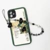 Creative new European and American Bohemian INS net red hanging black and white pattern acrylic love imitation Pearl mobile phone chain