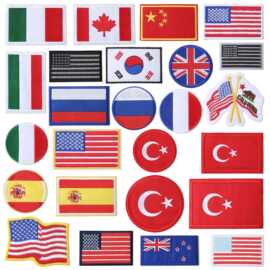 世界各国国旗刺绣布贴 方形圆形旗帜绣花标 衣服背包补丁贴臂章服