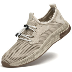 Summer New Breathable Mesh Shoes with Holes, Non-Slip Flat Heel, Lightweight Fashion, Versatile Men's Sports Casual Shoes