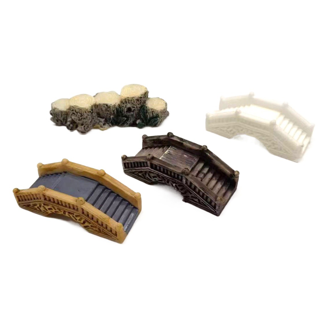 Artificial puente de madera decoración PVC pecera paisaje jardinería ornamental paisaje decoración escritorio verde planta paisaje