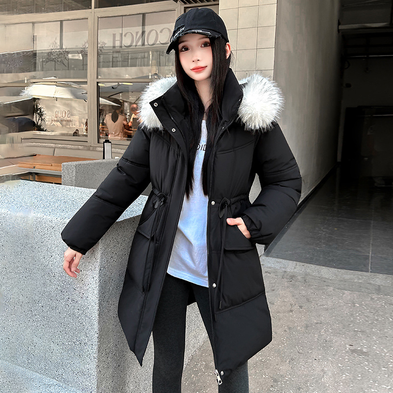 2025 ropa de algodón de invierno para mujeres nueva estilo de estilo extranjero coreano delgado simple sombrero desmontable abrigo de algodón
