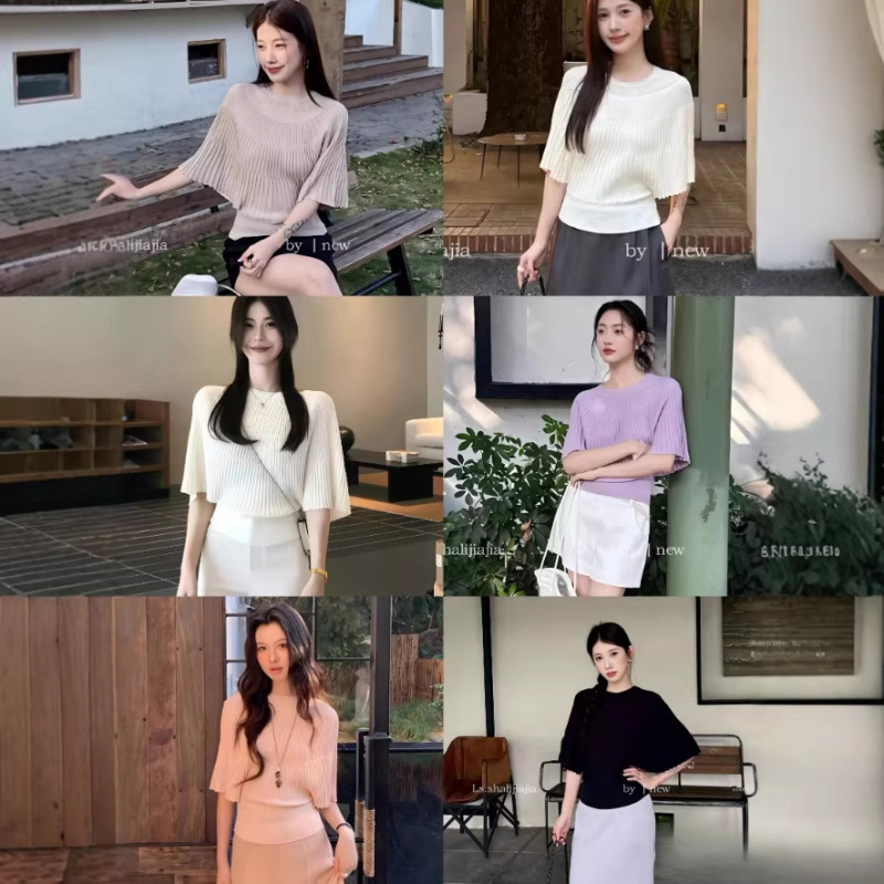 2026 Summer New Versatile Slim-Fit Round-Neck Knit Cape Sweater with Unique Design and Stylish Mid-Sleeve Top for Women 2026 Summer New Versatile Slim-Fit Round-Neck Knit Cape Sweater with Unique Design and Stylish Mid-Sleeve Top for Women