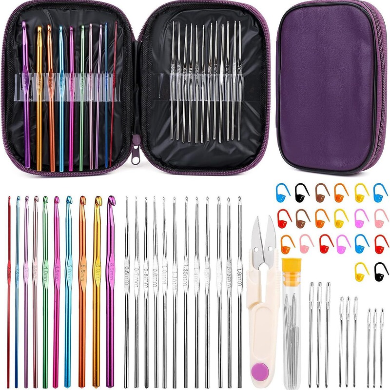Cross-Border Same Style 110-Piece Crochet Beginner Set Needle Knitting Sewing Tool Set Handmade DIY Knitting Craft
