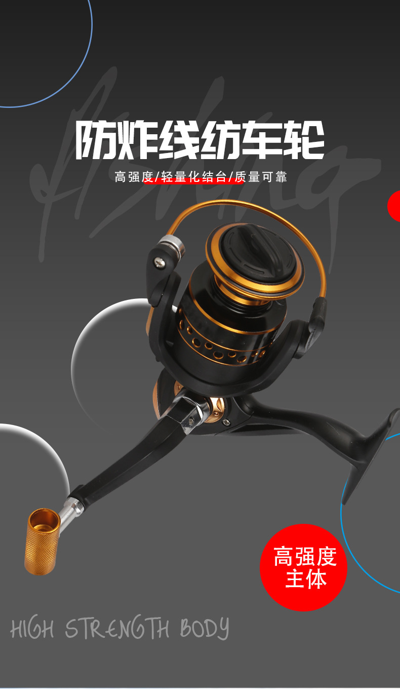 厂家供应金色中号渔轮 钓鱼多水域可用鱼线轮金属抛线环路亚海竿