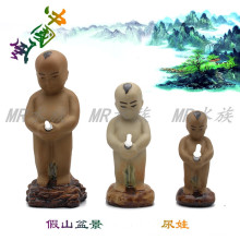 假山盆景摆件配件装饰鱼缸陶瓷吸水石造景人物尿童喷气小摆件
