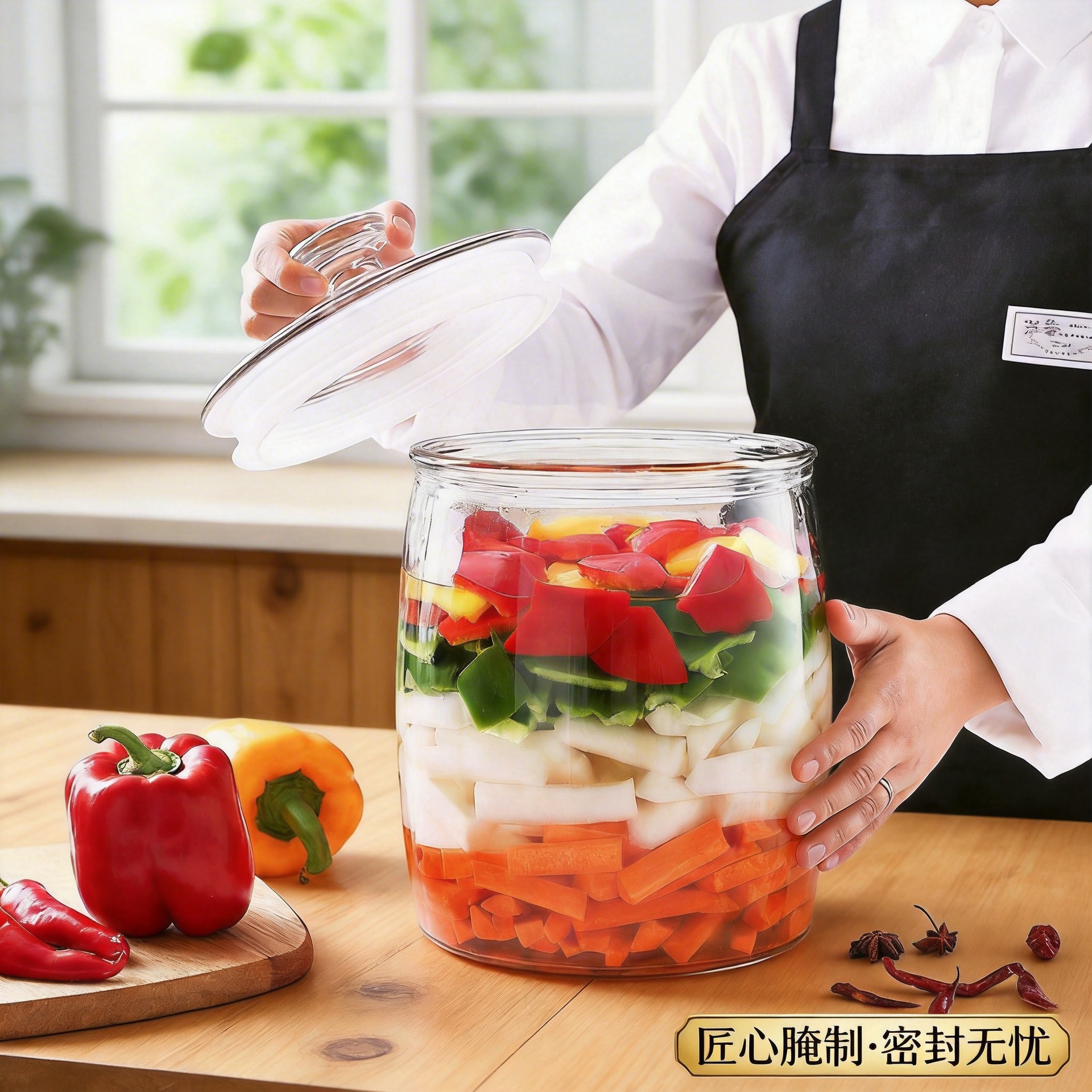 Pickle Jar for Home Use, Thickened Glass Jar for Pickling and Preserving, Sealed Jar for Pickled Garlic, Large Waterproof
