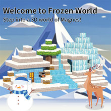 跨境世界磁力方块积木 冰雪世界主题拼图玩具 abs钕铁硼磁力块