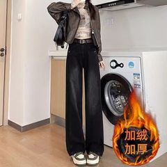 秋冬の新型の韓国版ジーパンとベルベットの厚い腰はやせています。