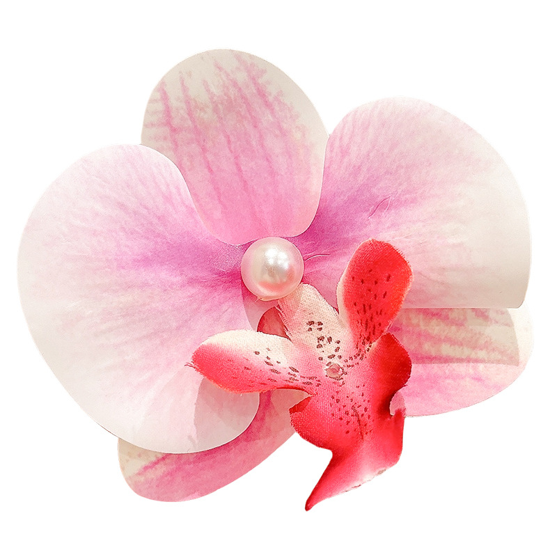 Orquídea de alto nivel de atmósfera, orquídea de mariposa, rascar, pinzas de cabello teñidas, pinzas de cabello rotas, adornos de cabello de mujer, toque de estilo de flores