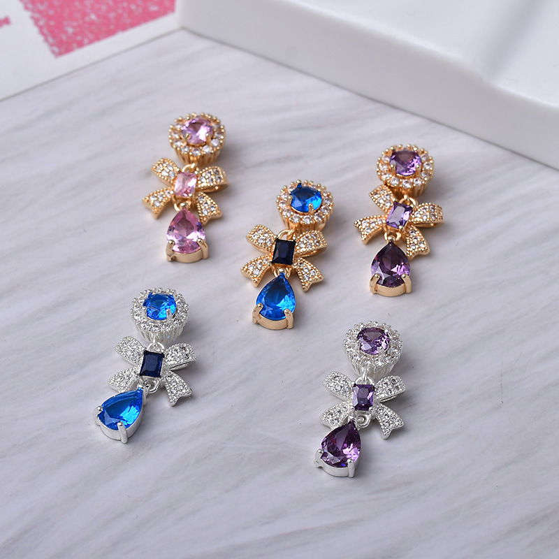 14K包金镶锆石领结水滴隔珠diy手工饰品配件串珠手链隔珠配饰