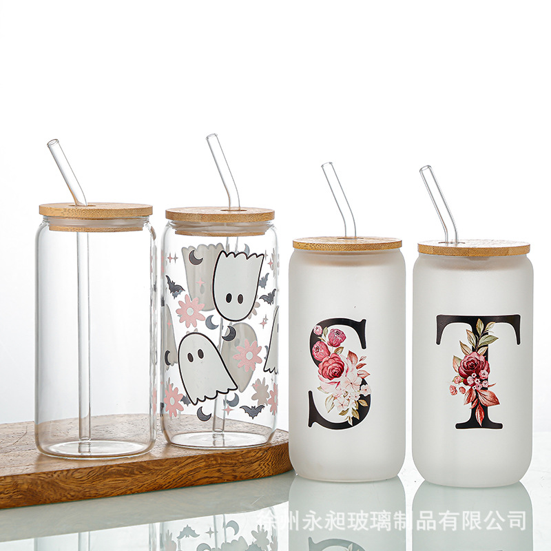 Amazon transfronterizo de alta borosilicona taza de vidrio resistente a altas temperaturas taza de té con taza de paja con tapa taza de agua de una sola capa taza creativa
