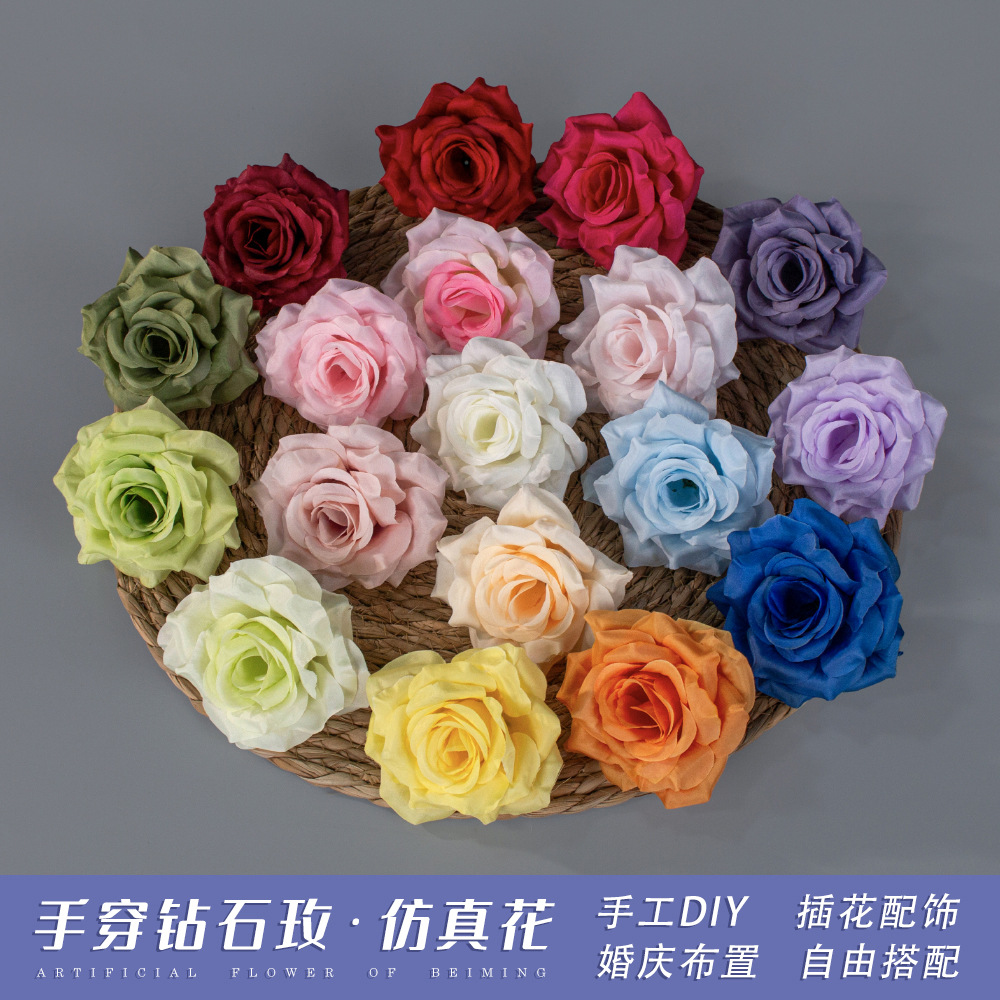 Hand-Wearing Diamond Rose Head Wedding Wedding Background Wall Decoration Hairpin Corsage Garland Accessories Rose Head Wholesale