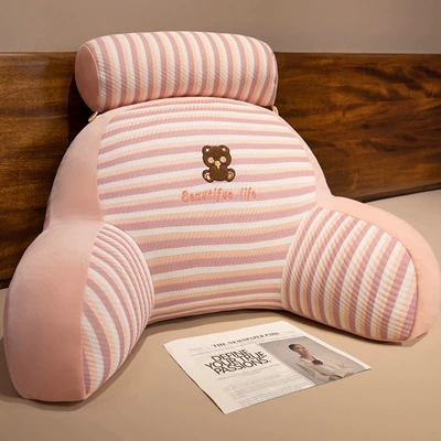 Multi-function pad, headboard cushions, large backrests, waist - medium-size-6545cm-recommended-for-office-lumbar-support-pink-bear-with-removable-and-washable-inner-lining