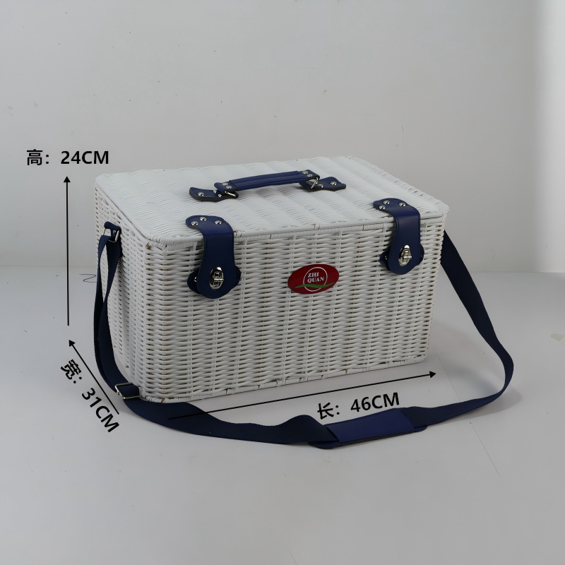 Nuevo almacenamiento al aire libre canasta de picnic camping canasta de picnic portátil correa de hombro de playa canasta de tela de caña