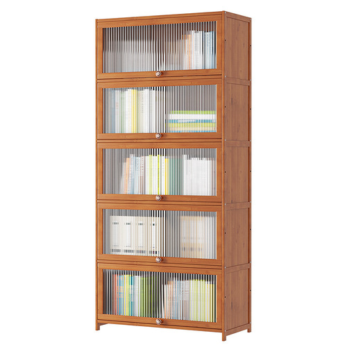 Bookcase with door modern simple dustproof lattice cabinet combination vertical cabinet storage cabinet storage children's bookshelf floor-standing solid wood