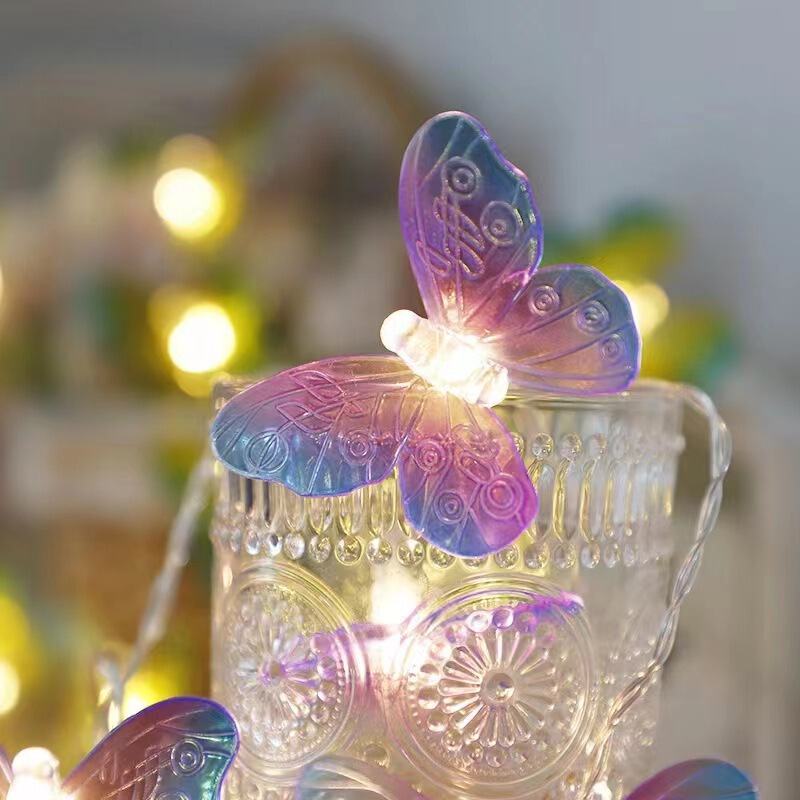 New Led Painted Butterfly Light String Wholesale Transparent Butterfly Decorative Lantern Christmas Courtyard Wedding Decoration Props