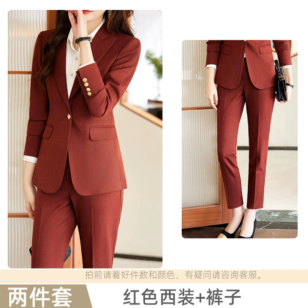 Red classic suit jacket, trousers