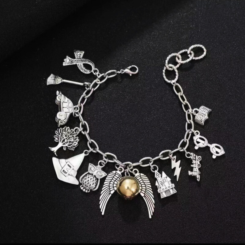 Cross-border Hot Sale Around European and American Film and Television Harry Potter Magic Academy Series Combination Metal Snitch Wings Bracelet