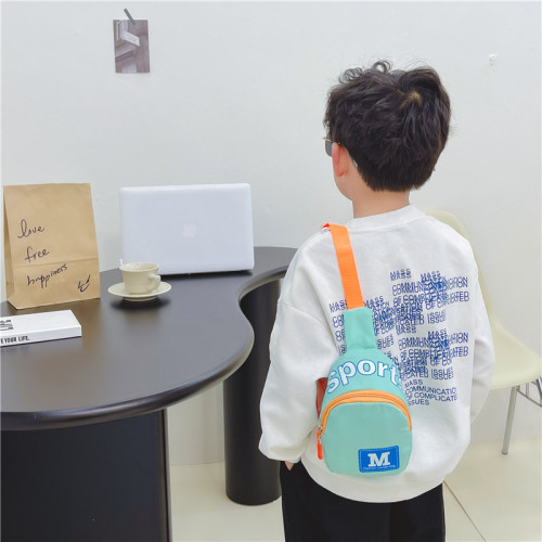 New children's chest bag wholesale Korean version M letter printing boy bag kindergarten printable LOGO baby travel bag