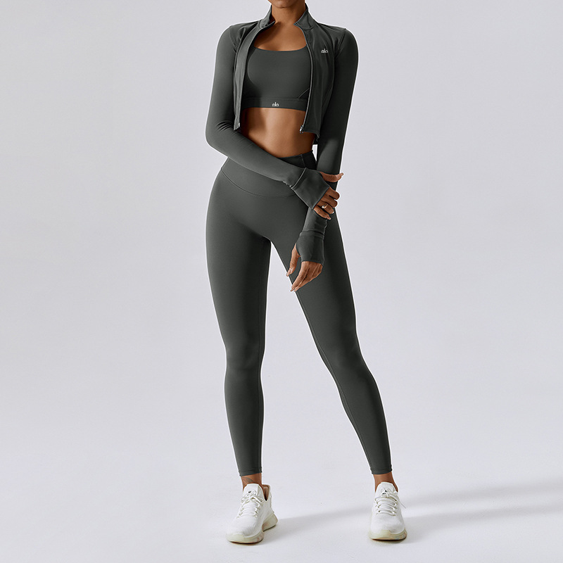 Comercio exterior ropa de yoga deportivo yoga acondicionamiento delgado chaleco de carrera secado rápido manga larga pilates set de entrenamiento