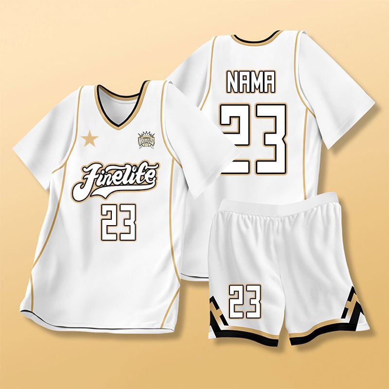 Jersey-Stitched Short-Sleeved Basketball Uniform Suit for Women, Fake Two-Piece Uniform, Game Team Uniform, Men's Training Uniform, Student Class Uniform, Summer