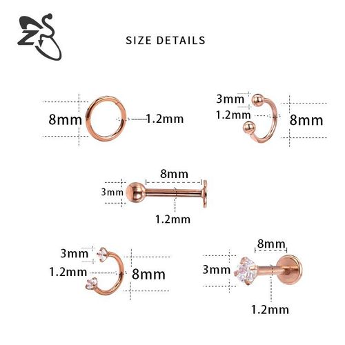 Amazon's new combination of stainless steel fake nose ring and nose nail, personalized inner tooth lip nail, invisible eyebrow nail piercing jewelry