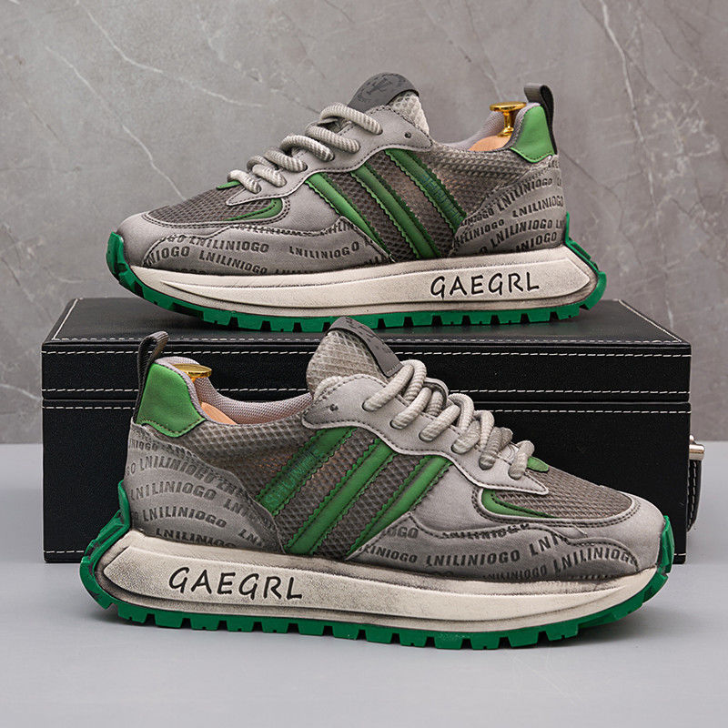 Men's Shoes 2025 Summer New Mesh Breathable Versatile Sports Casual Thick-Soled Height-Increasing Trendy Fashion Sneakers