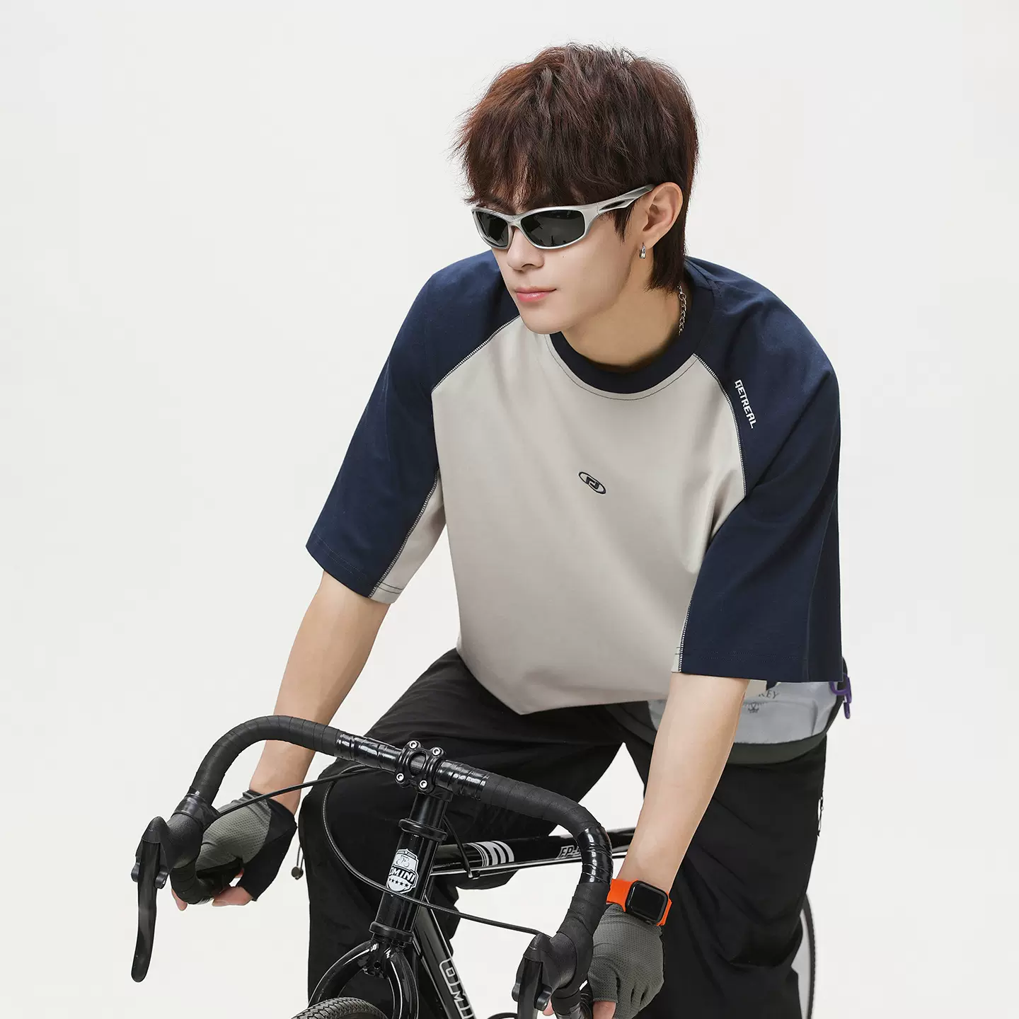 撞色拼接纯棉短袖T恤男夏季新款美式运动半袖潮牌休闲质感体恤衫