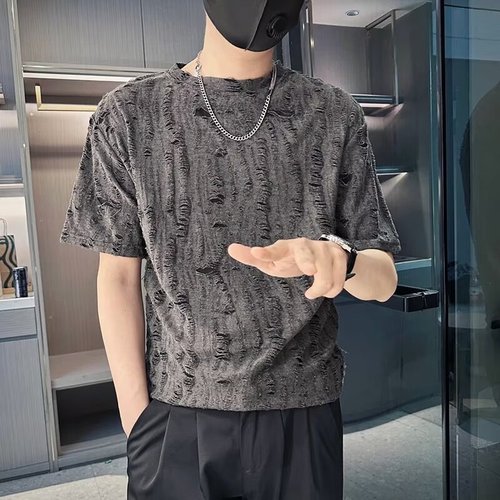 New Men's Summer T-Shirt Korean Style Trendy Simple Half-Sleeve Top Hong Kong Style Loose Casual Streetwear T-Shirt