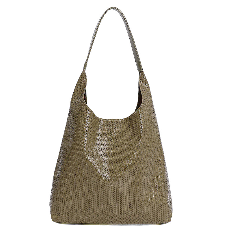 Transfronterizos de gran capacidad bolsa de cestas de verduras para mujeres 2025 otoño y invierno nueva bolsa de hombro retro tejida bolsas de cubo