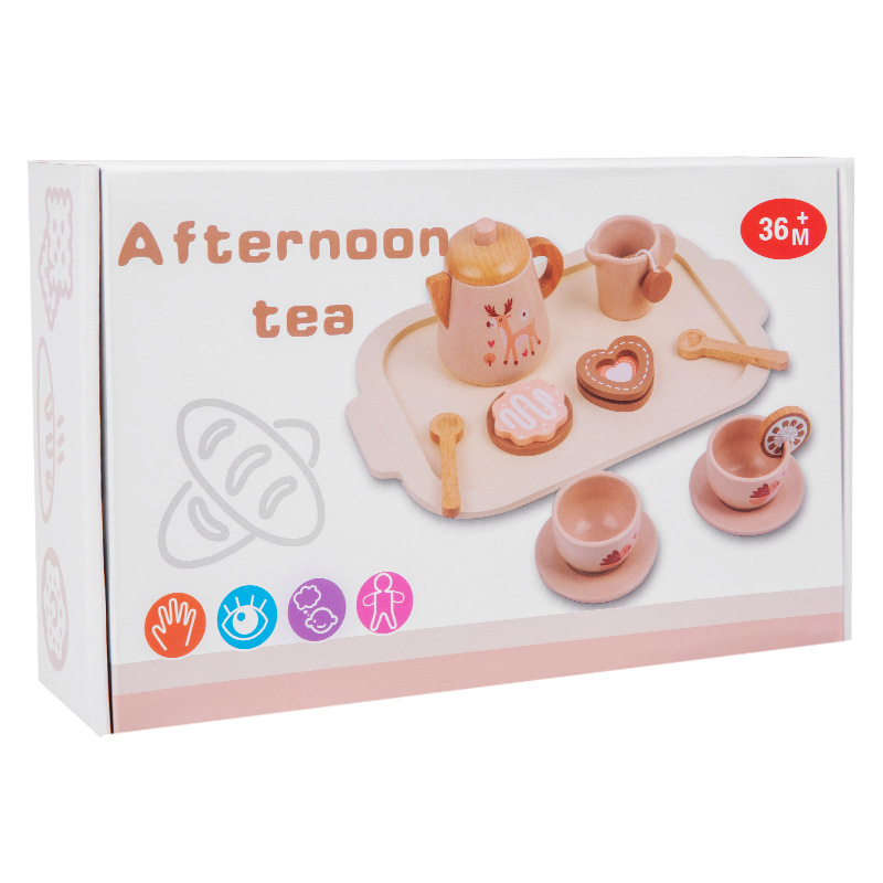 Nuevo producto para niños combinación de té de la tarde juguetes caseros simulación de jardín de infantes juguetes de madera de educación temprana