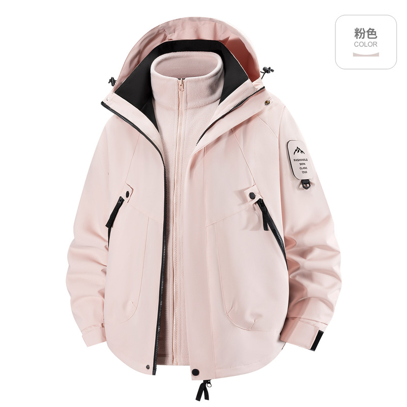 Tmall の同じスタイルのアウトドアカップルジャケット、女性用、スリーインワン防風防水ハイキングジャケット、男性用トレンディ|undefined