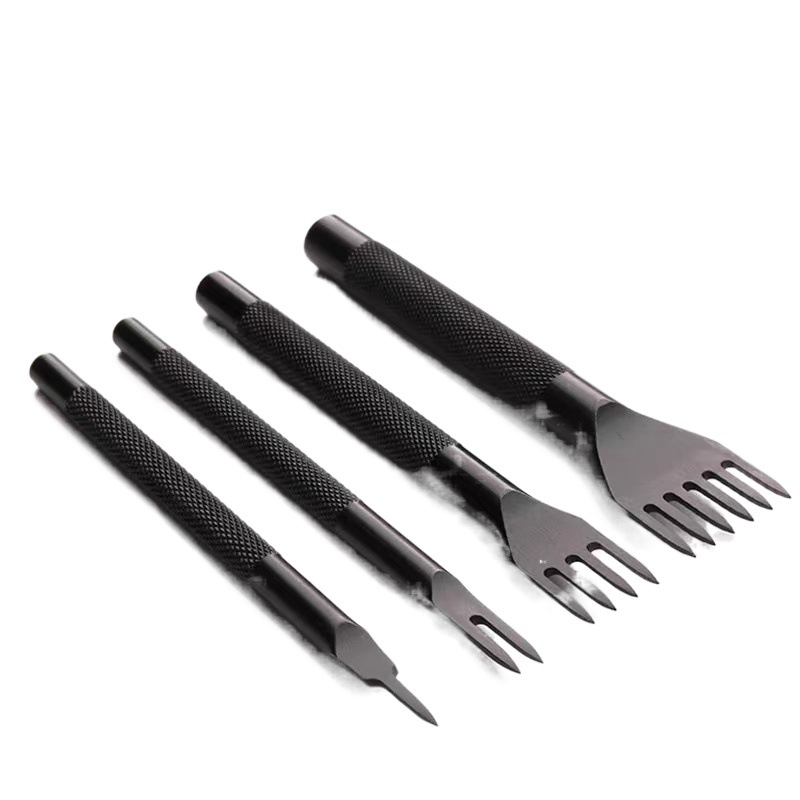 Cuero hecho a mano DIY corte de diamante flor negro varilla corte de diamante imitación corte de diamante japonés mano costura punzonado herramienta mango redondo corte de diamante