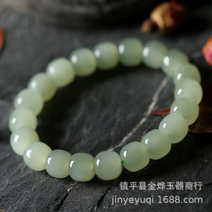Outer Mongolian material imitation Hetian Jade Jasper old bead bracelet men's Apple bead bracelet lovers jewelry wholesale