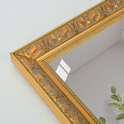 Retro solid wood Carved mirror line Wall hanging Cloakroom to ground Dressing Frame strip Wooden-frame solid wood line