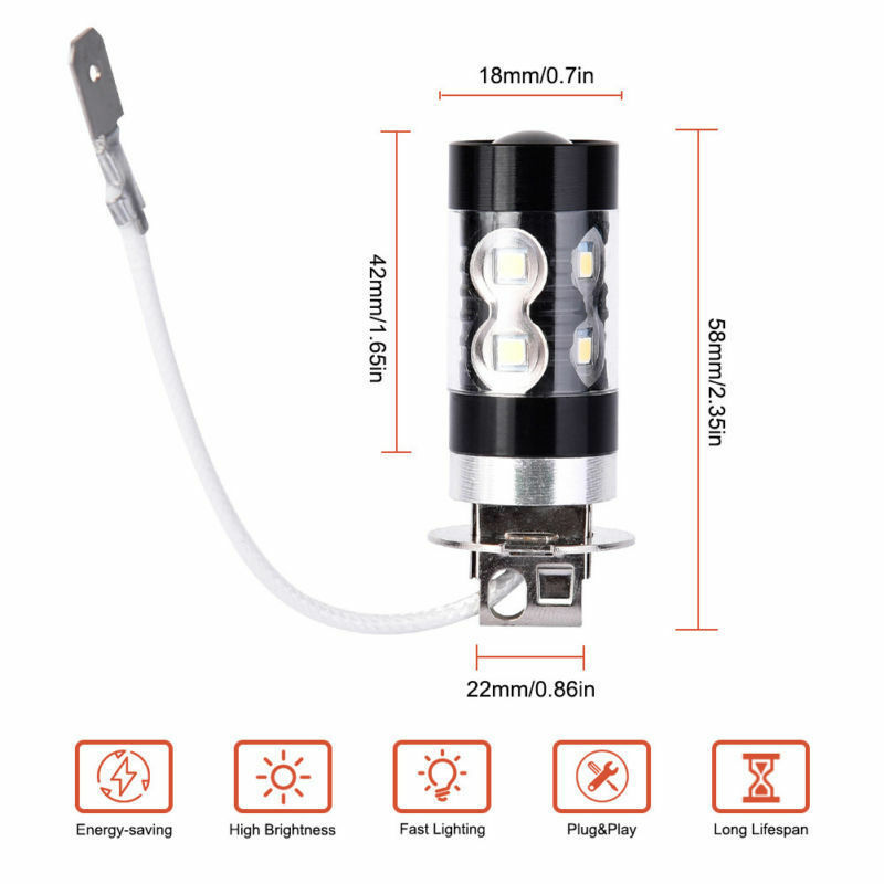 Lámpara de niebla de automóvil transfronteriza H3 50W lámpara de niebla de aluminio negro 10SMD stock