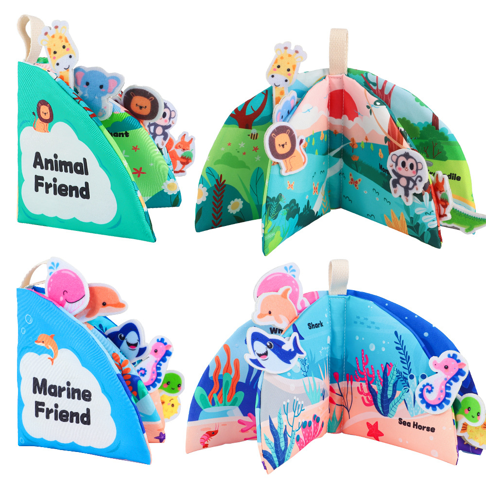 Iluminación transfronteriza, juguetes de libros de tela para bebés y niños pequeños, libros de tela quietos, educación temprana, velcro cognitivo, puede morder y romper libros
